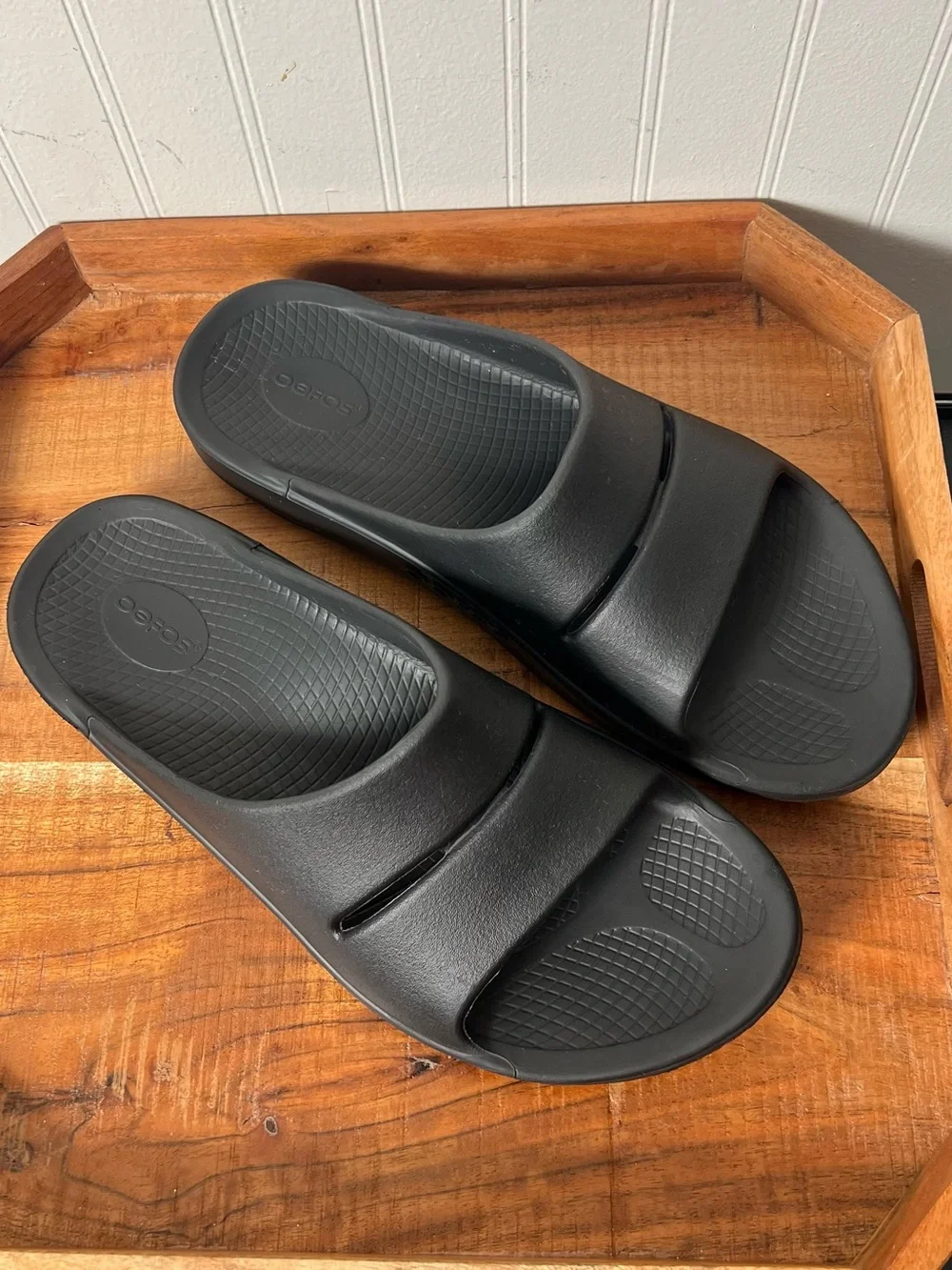 Oofos Mens 12 Ooahh Black Slide Sandal